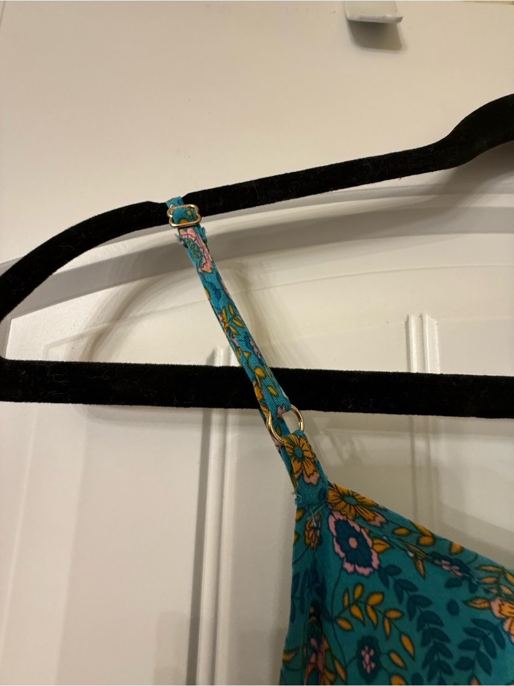 NATURAL LIFE Teal Floral Jumpsuit with flower Accents Large - Picture 4 of 6